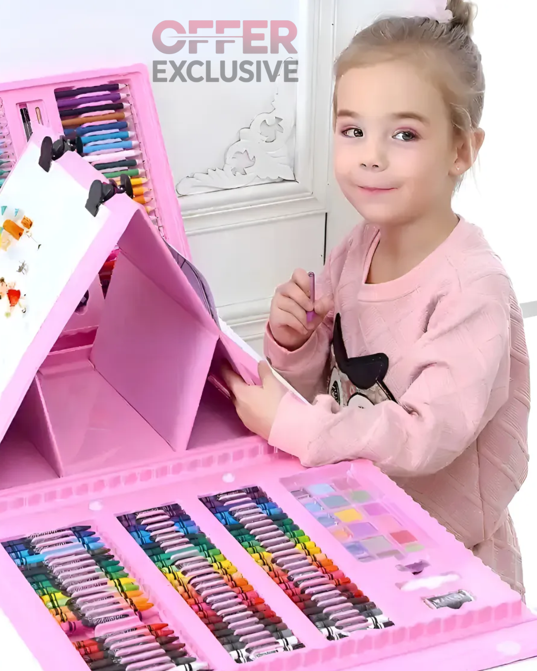 Set Kit Arte Niños Maleta 208 Piezas Crayon Acuarela Plumon