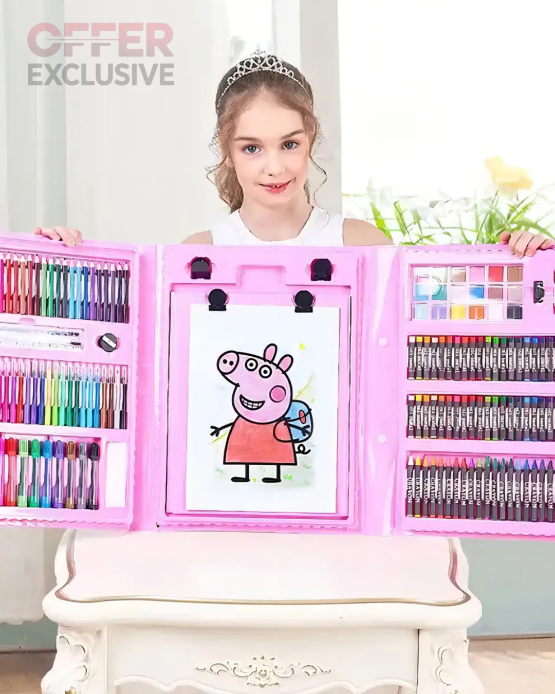 Set Kit Arte Niños Maleta 208 Piezas Crayon Acuarela Plumon